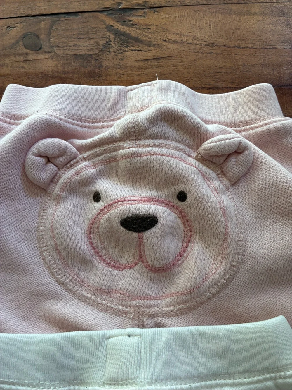 Baby Gap Sweatpants Bundle Bear Appliqué Baby Pants Pink & Cream 12-18 mo/EU 80